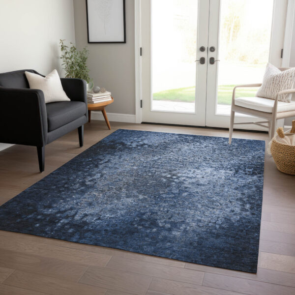 10' X 14' Blue Washable Non Skid Indoor Outdoor Area Rug