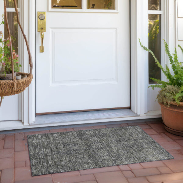 2' X 3' Brown and Black Oriental Washable Non Skid Indoor Outdoor Area Rug