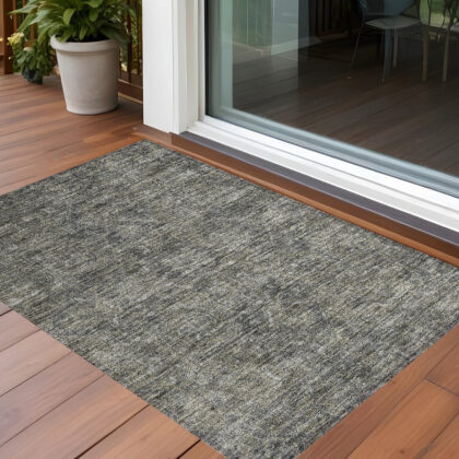 2' X 3' Brown and Black Oriental Washable Non Skid Indoor Outdoor Area Rug