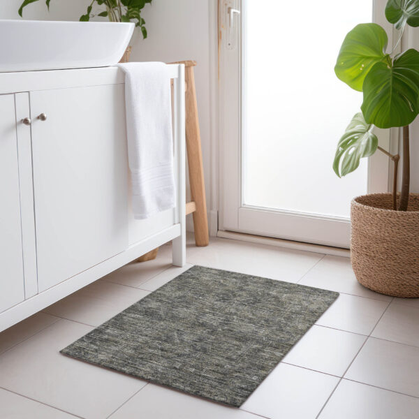 2' X 3' Brown and Black Oriental Washable Non Skid Indoor Outdoor Area Rug