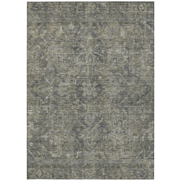 3' X 5' Brown and Black Oriental Washable Non Skid Indoor Outdoor Area Rug