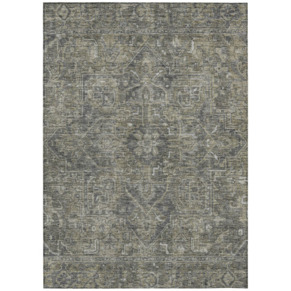 3' X 5' Brown and Black Oriental Washable Non Skid Indoor Outdoor Area Rug