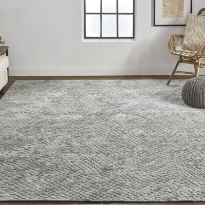 2' X 3' Gray Abstract Hand Woven Area Rug