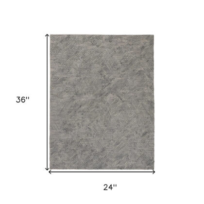 2' X 3' Gray Abstract Hand Woven Area Rug