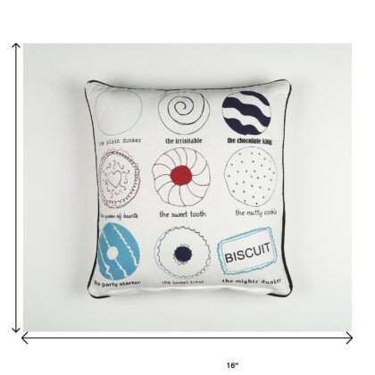 16" Black and White Handmade Text Indoor Outdoor Throw Pillow Cover