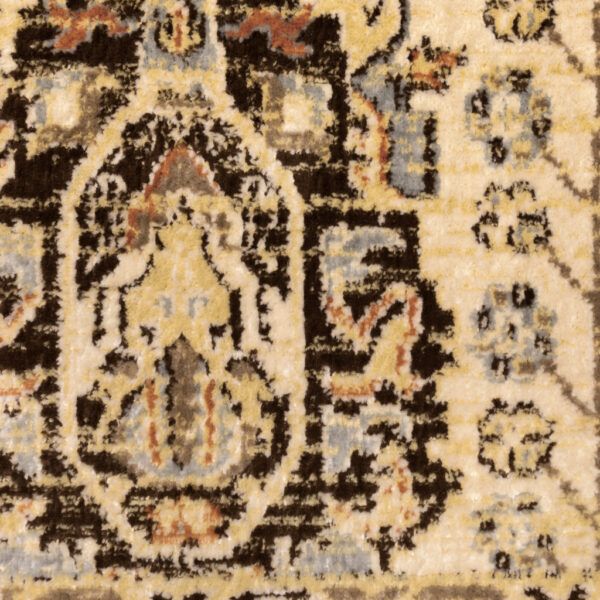 10' X 13' Beige Grey Dolphin Blue Deep Teal Gold And Orange Oriental Power Loom Stain Resistant Area Rug