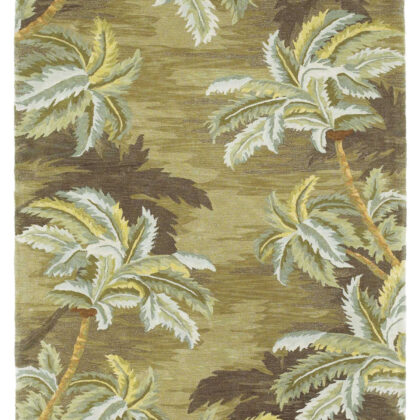 4'X6' Moss Green Hand Tufted Palm Trees Indoor Area Rug