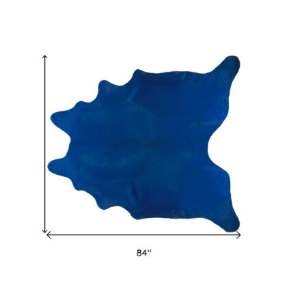 6' x 7' Cobalt Cowhide Hand Knotted Area Rug