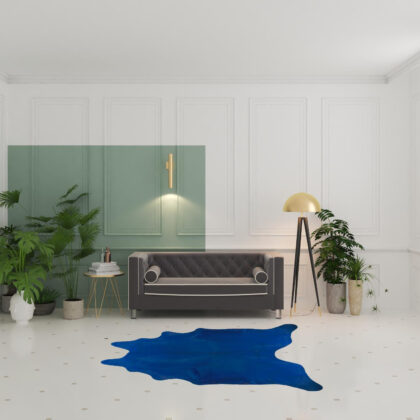 6' x 7' Cobalt Cowhide Hand Knotted Area Rug