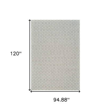 8' X 10' Cream and Beige Geometric Distressed Indoor Outdoor Area Rug
