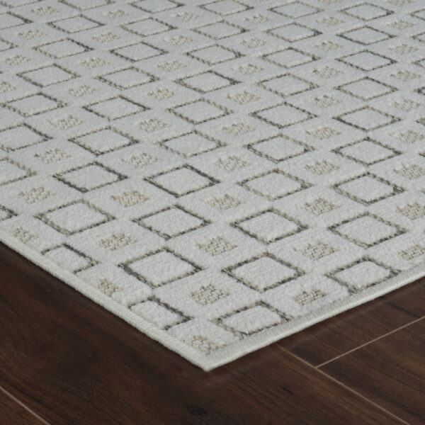 8' X 10' Cream and Beige Geometric Distressed Indoor Outdoor Area Rug