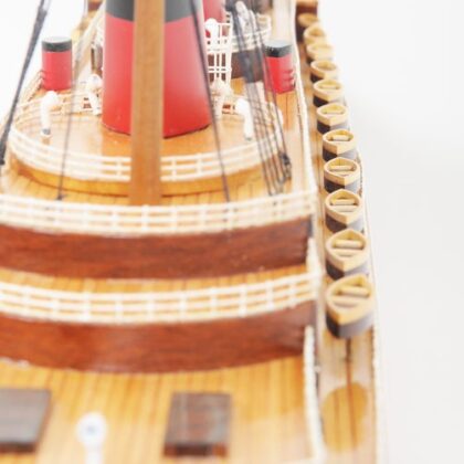 15" Black and Red Normandie Large Boat Hand Painted Decorative Boat