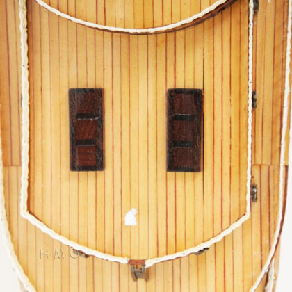 15" Black and Red Normandie Large Boat Hand Painted Decorative Boat