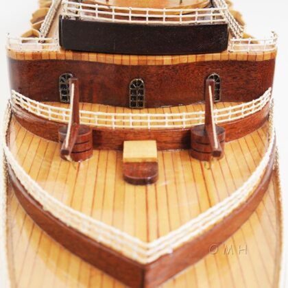 15" Black and Red Normandie Large Boat Hand Painted Decorative Boat