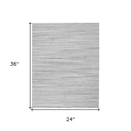 2' X 3' Silver Wool Hand Woven Stain Resistant Area Rug