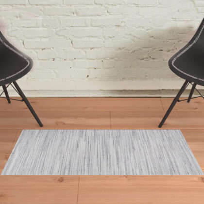 2' X 3' Silver Wool Hand Woven Stain Resistant Area Rug
