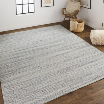 2' X 3' Silver Wool Hand Woven Stain Resistant Area Rug
