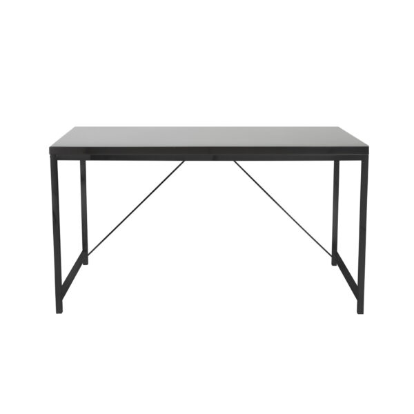 47" Black Wood and Stainless Steel Writing Desk