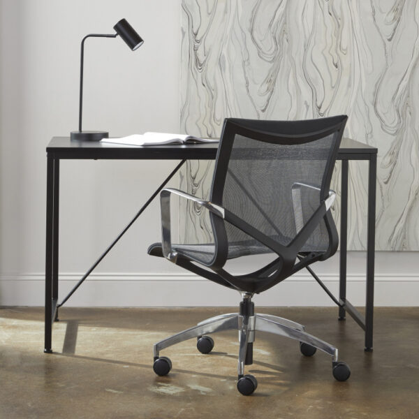 47" Black Wood and Stainless Steel Writing Desk