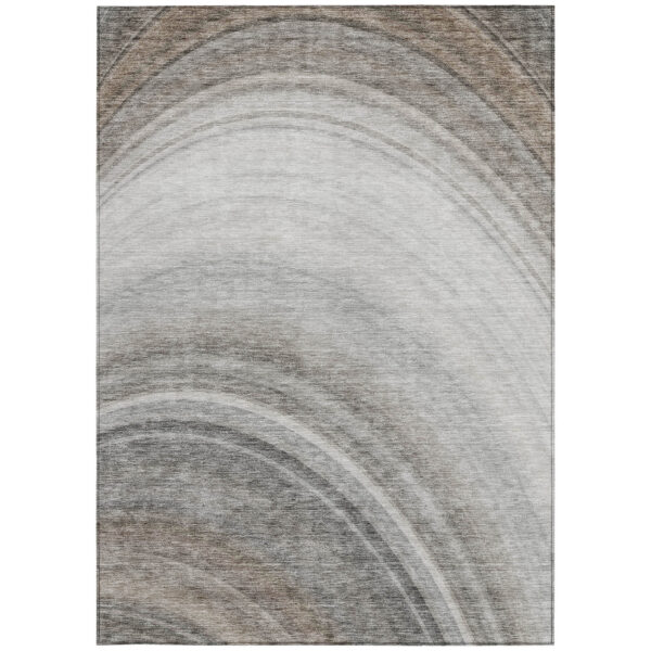 5' X 8' Gray Silver And Beige Abstract Washable Indoor Outdoor Area Rug