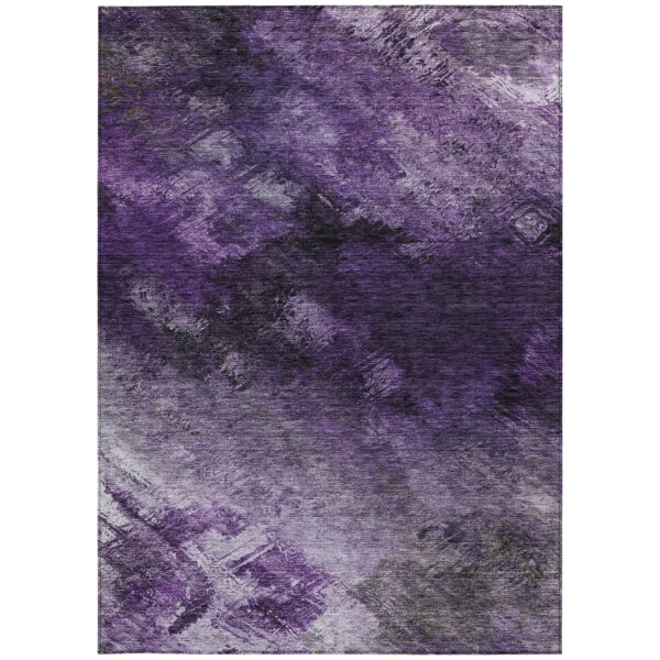 9' X 12' Purple Eggplant And Lavender Abstract Washable Indoor Outdoor Area Rug