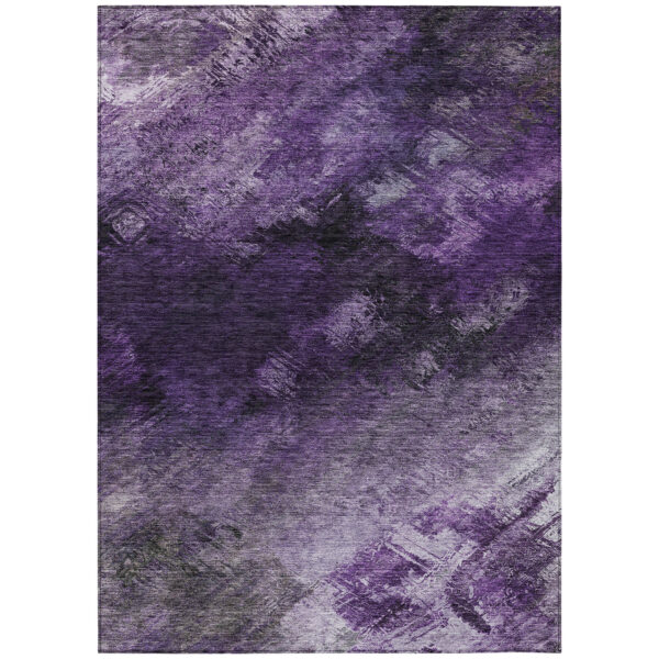 9' X 12' Purple Eggplant And Lavender Abstract Washable Indoor Outdoor Area Rug
