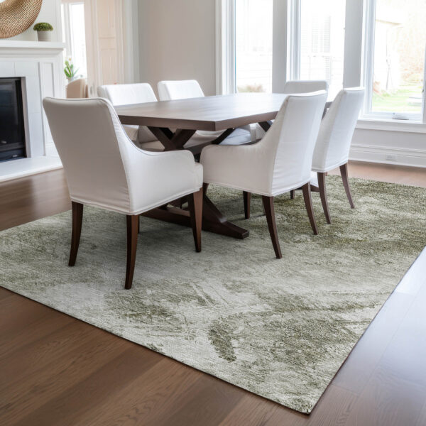 5' X 8' Taupe Beige And Brown Abstract Washable Indoor Outdoor Area Rug