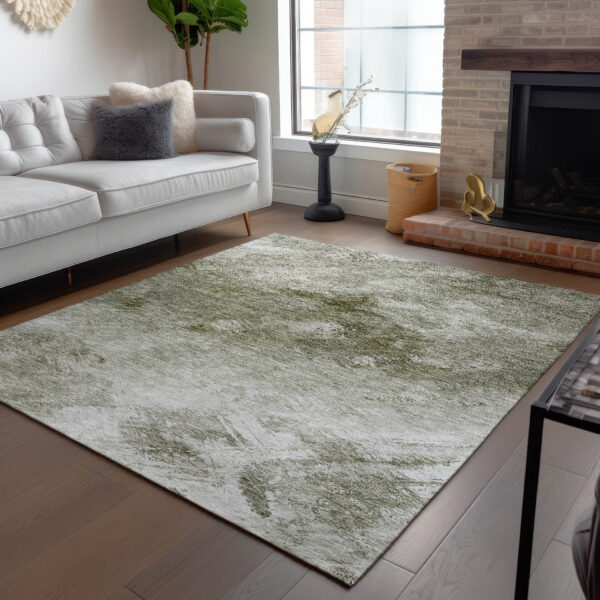 5' X 8' Taupe Beige And Brown Abstract Washable Indoor Outdoor Area Rug