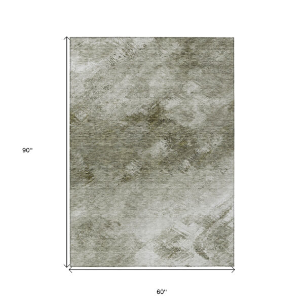 5' X 8' Taupe Beige And Brown Abstract Washable Indoor Outdoor Area Rug