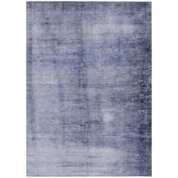 5' X 8' Navy Blue And Sky Blue Abstract Washable Indoor Outdoor Area Rug