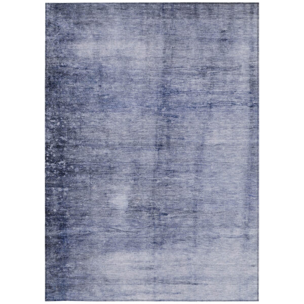 5' X 8' Navy Blue And Sky Blue Abstract Washable Indoor Outdoor Area Rug