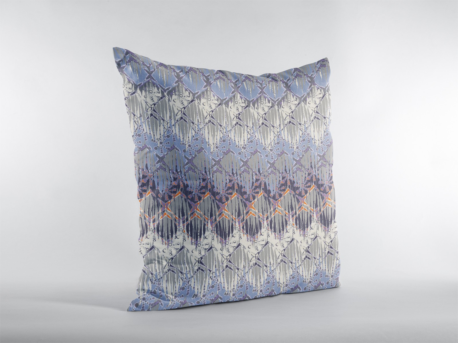 18” Blue Gray Hatch Zippered Suede Throw Pillow - Image 3