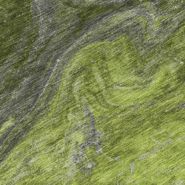 8' Olive Green And Lime Green Round Abstract Washable Indoor Outdoor Area Rug