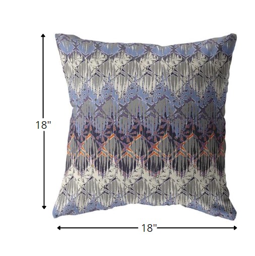 18” Blue Gray Hatch Zippered Suede Throw Pillow - Image 6