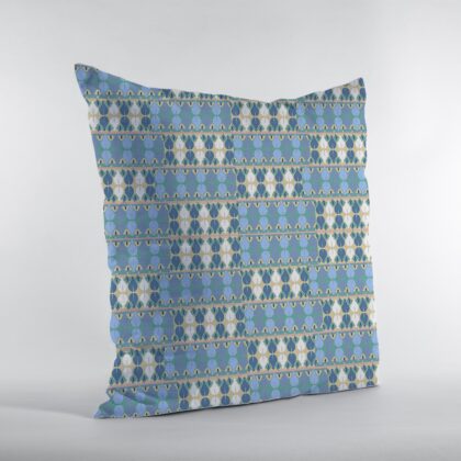 16" Blue Cream Spades Zippered Suede Throw Pillow