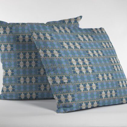 16" Blue Cream Spades Zippered Suede Throw Pillow