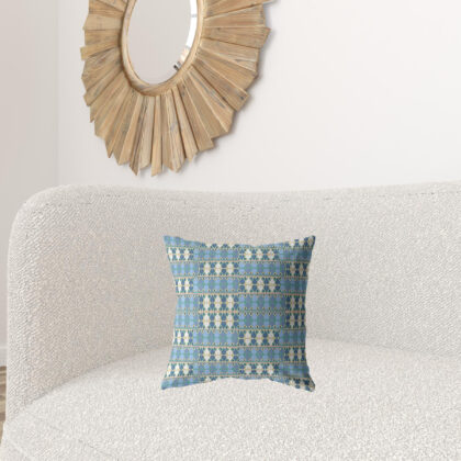 16" Blue Cream Spades Zippered Suede Throw Pillow