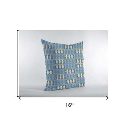16" Blue Cream Spades Zippered Suede Throw Pillow