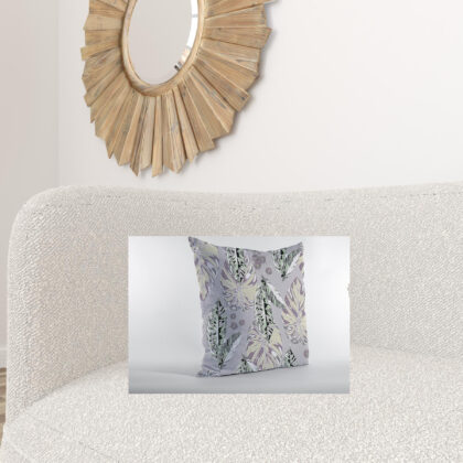 16” Blue Purple Tropical Leaf Zippered Suede Throw Pillow