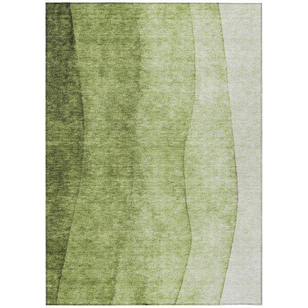 3' X 5' Olive Green And Artichoke Green Ombre Washable Indoor Outdoor Area Rug