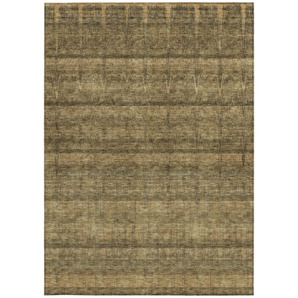 3' X 5' Brown Beige And Chocolate Striped Washable Indoor Outdoor Area Rug