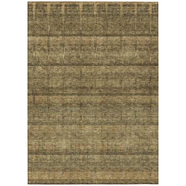 3' X 5' Brown Beige And Chocolate Striped Washable Indoor Outdoor Area Rug