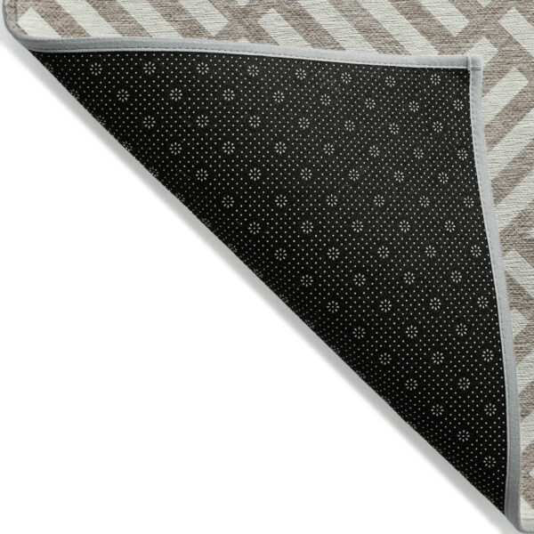 10' X 14' Taupe And Ivory Geometric Washable Indoor Outdoor Area Rug
