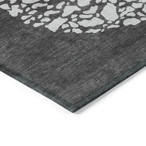 10' X 14' Charcoal Gray And Silver Abstract Washable Indoor Outdoor Area Rug