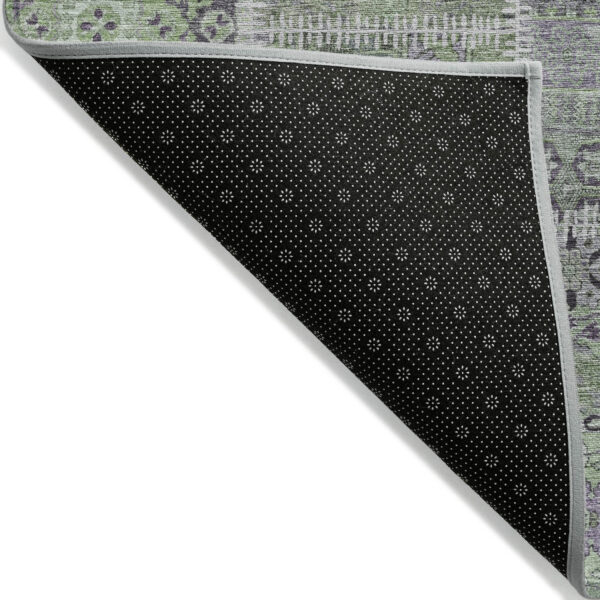 10' X 14' Green And Charcoal Patchwork Washable Indoor Outdoor Area Rug