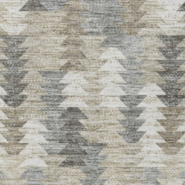 9' X 12' Taupe Beige And Tan Geometric Washable Indoor Outdoor Area Rug