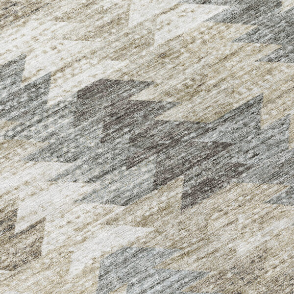 9' X 12' Taupe Beige And Tan Geometric Washable Indoor Outdoor Area Rug