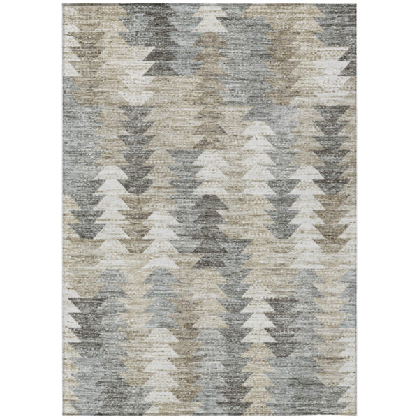 9' X 12' Taupe Beige And Tan Geometric Washable Indoor Outdoor Area Rug