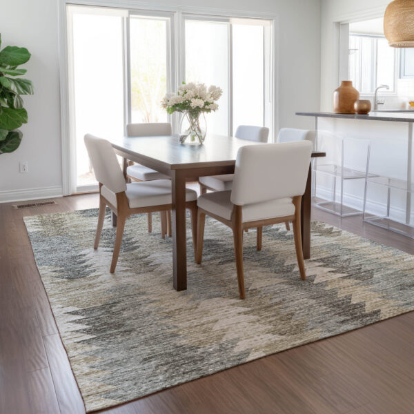 9' X 12' Taupe Beige And Tan Geometric Washable Indoor Outdoor Area Rug