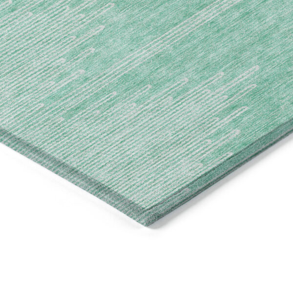 9' X 12' Aquamarine And Ivory Abstract Washable Indoor Outdoor Area Rug